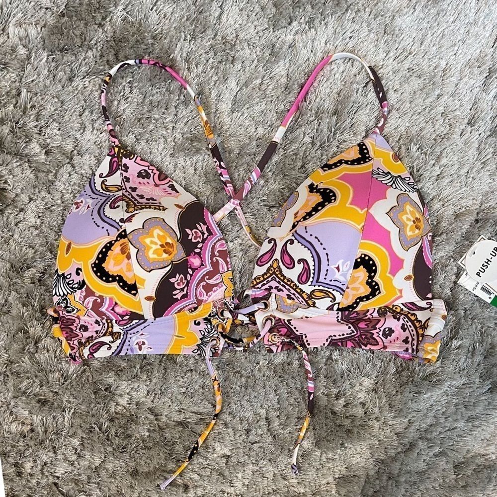 Hula Honey Bikini Lightly Padded Halter Tie-back + Matching Bottoms Size L NWT - Picture 5 of 16